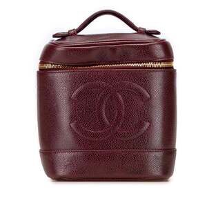 CHANEL Caviar Leather Logo Vanity Bag
